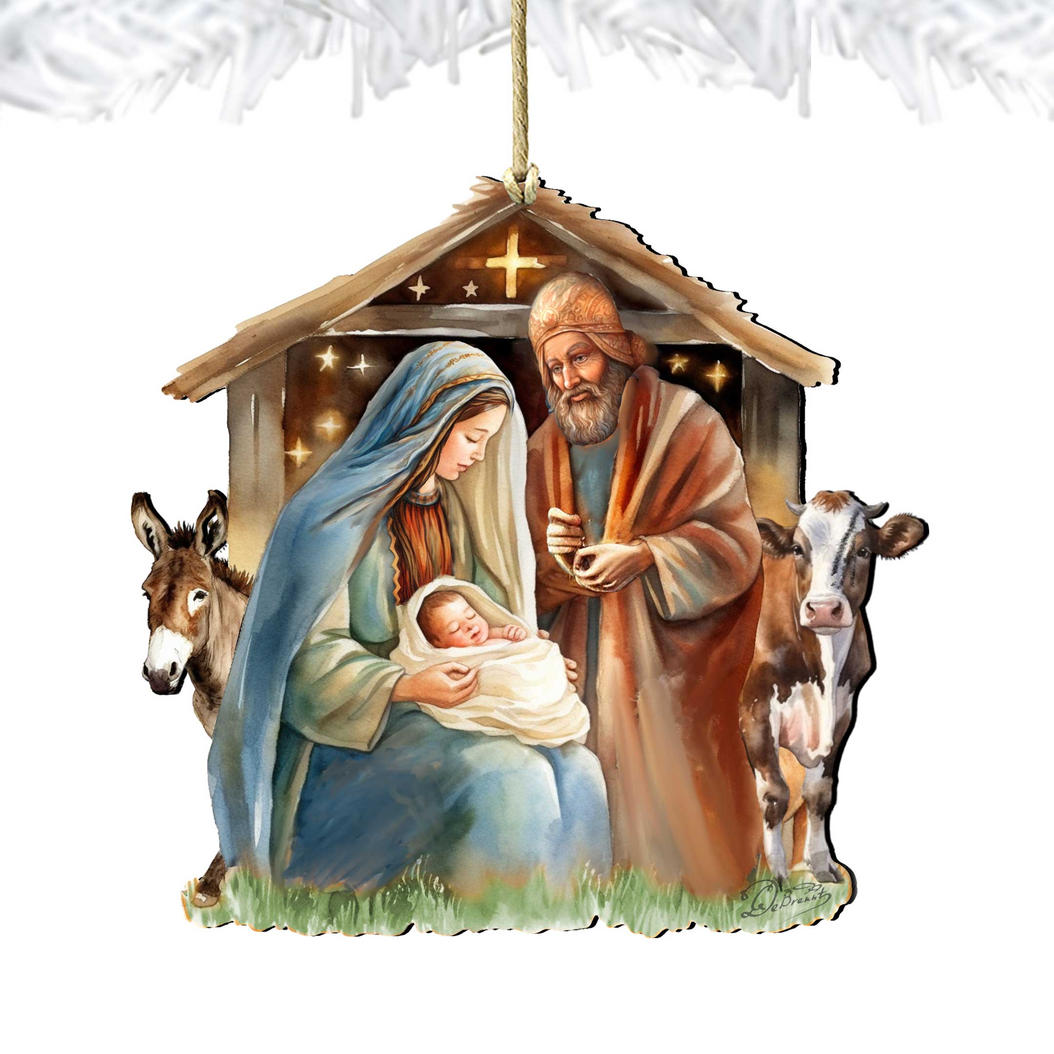 Born Under Bright Star Nativity Wooden Ornaments by G. DeBrekht Nativity Holiday Decor - 8611082