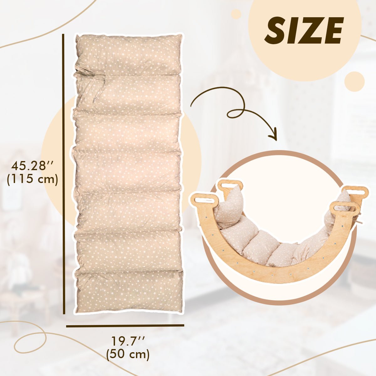 3in1 Montessori Climbing Set: Climbing Arch + Slide Board + Cushion - Beige