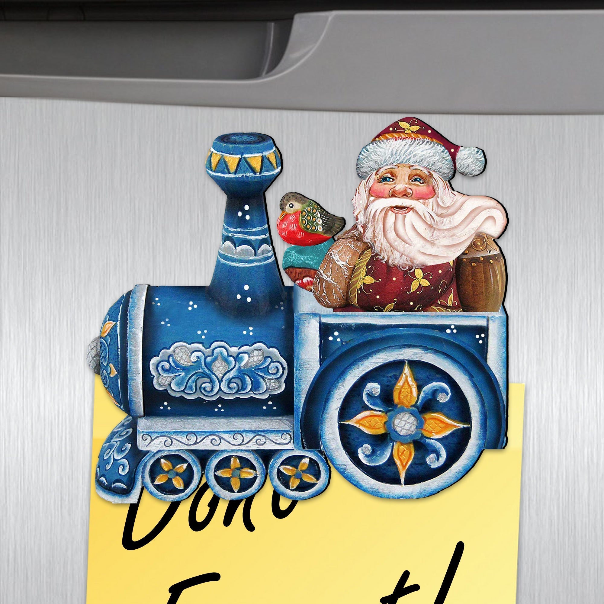 Santa Holiday Express Shaped Refrigerator Magnets Set of 3