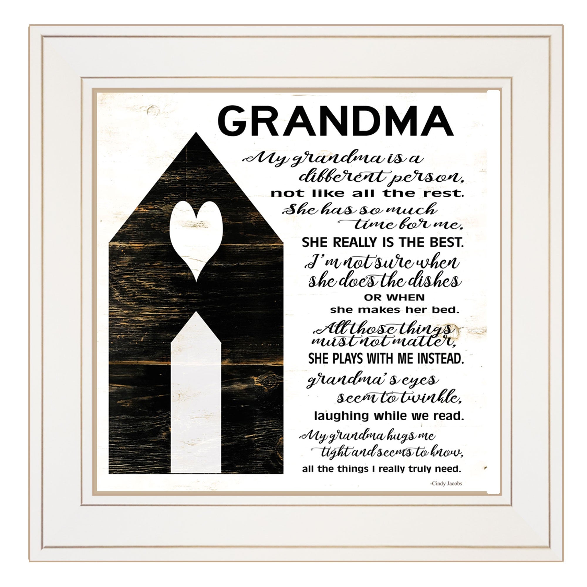 My grandma White Framed Print Wall Art
