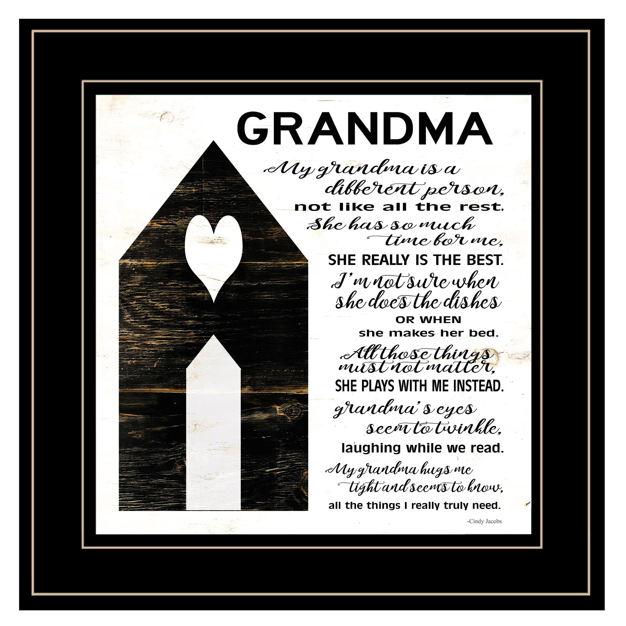 My grandma Is The Best Black Framed Print Wall Art