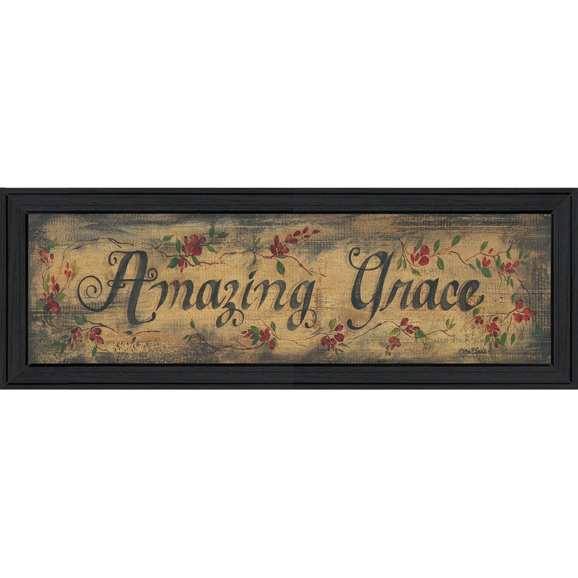 Amazing grace Floral Black Framed Print Wall Art