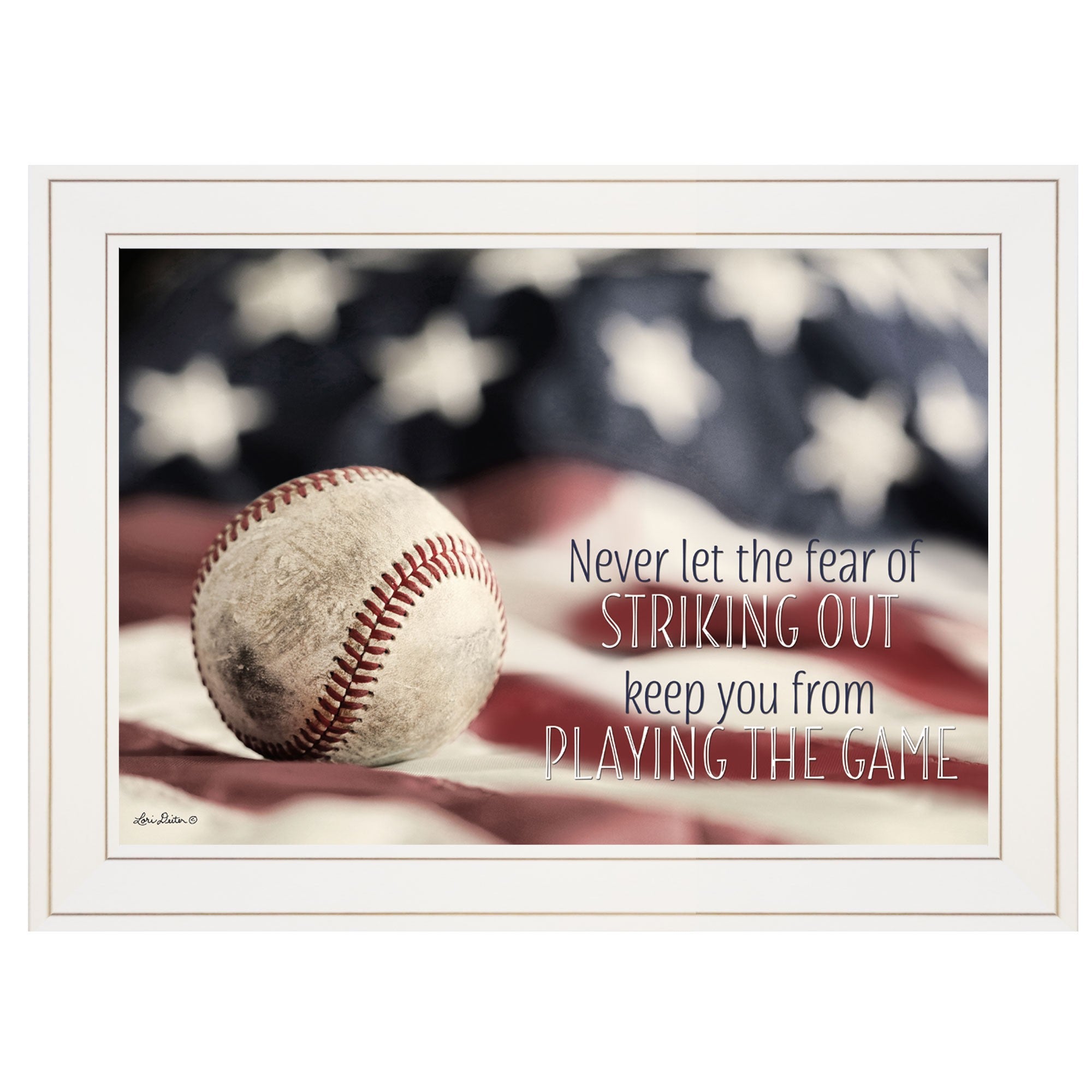 Baseball Playing The game 1 White Framed Print Wall Art