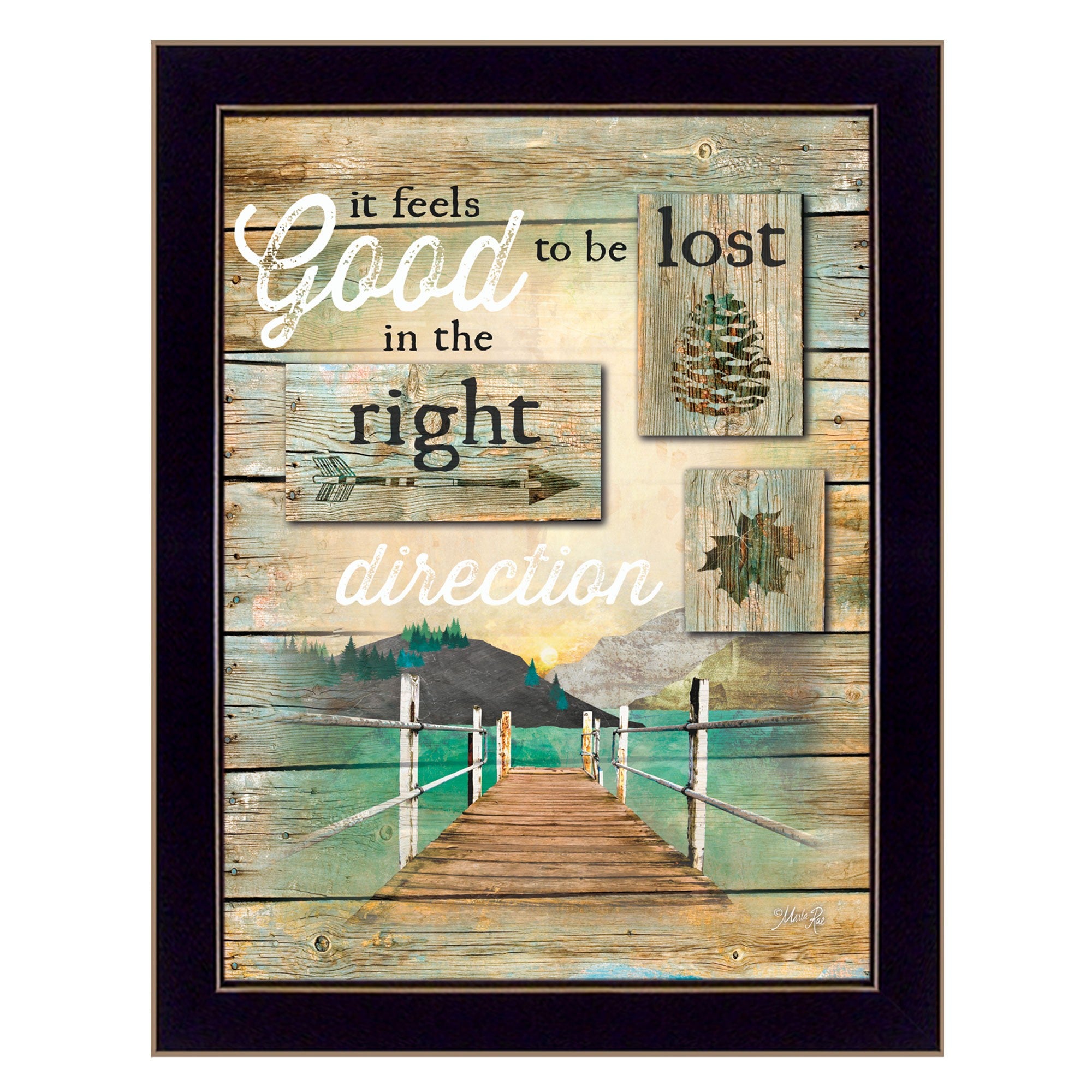 go To The Lake Black Framed Print Wall Art