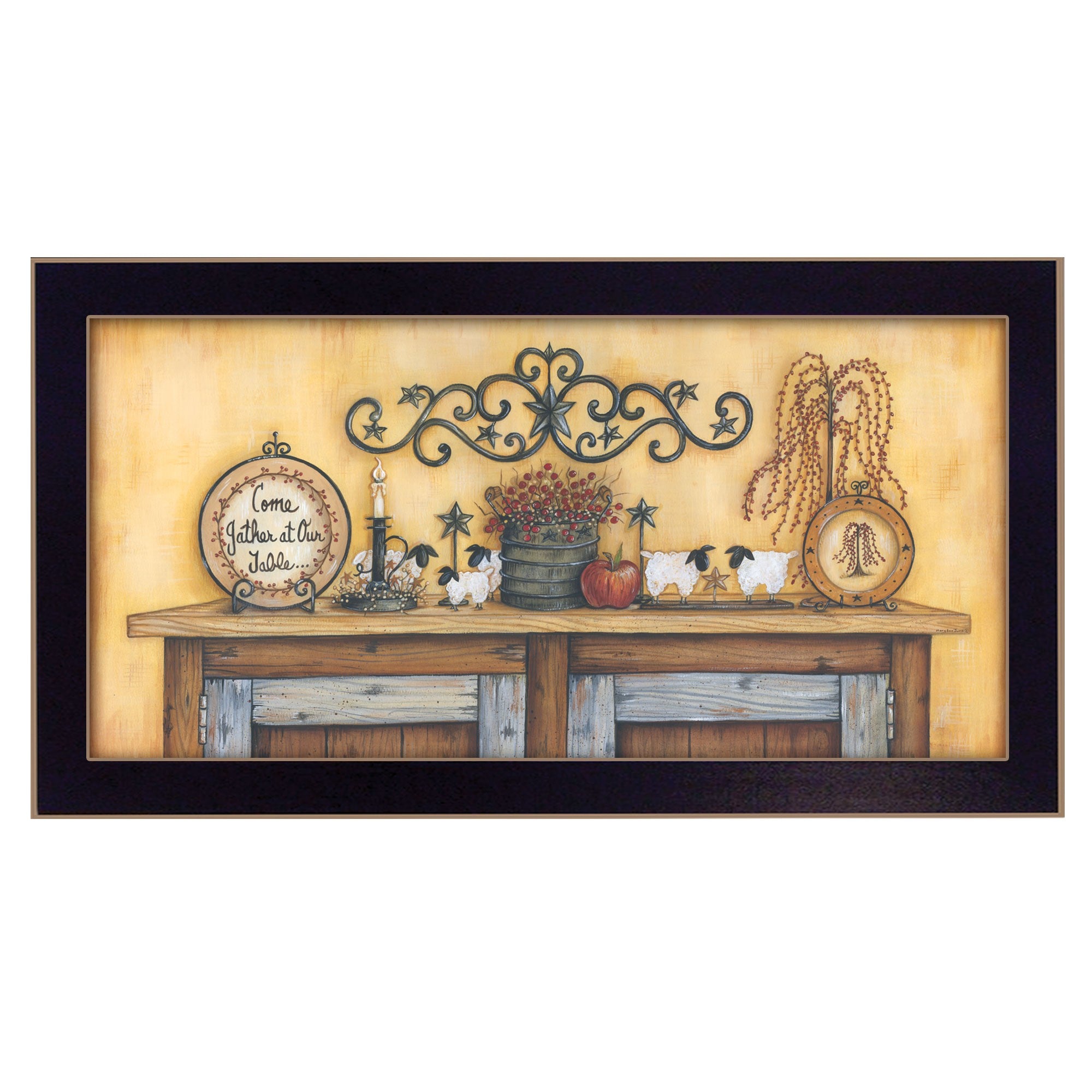 come gather At Our Table 2 Black Framed Print Wall Art