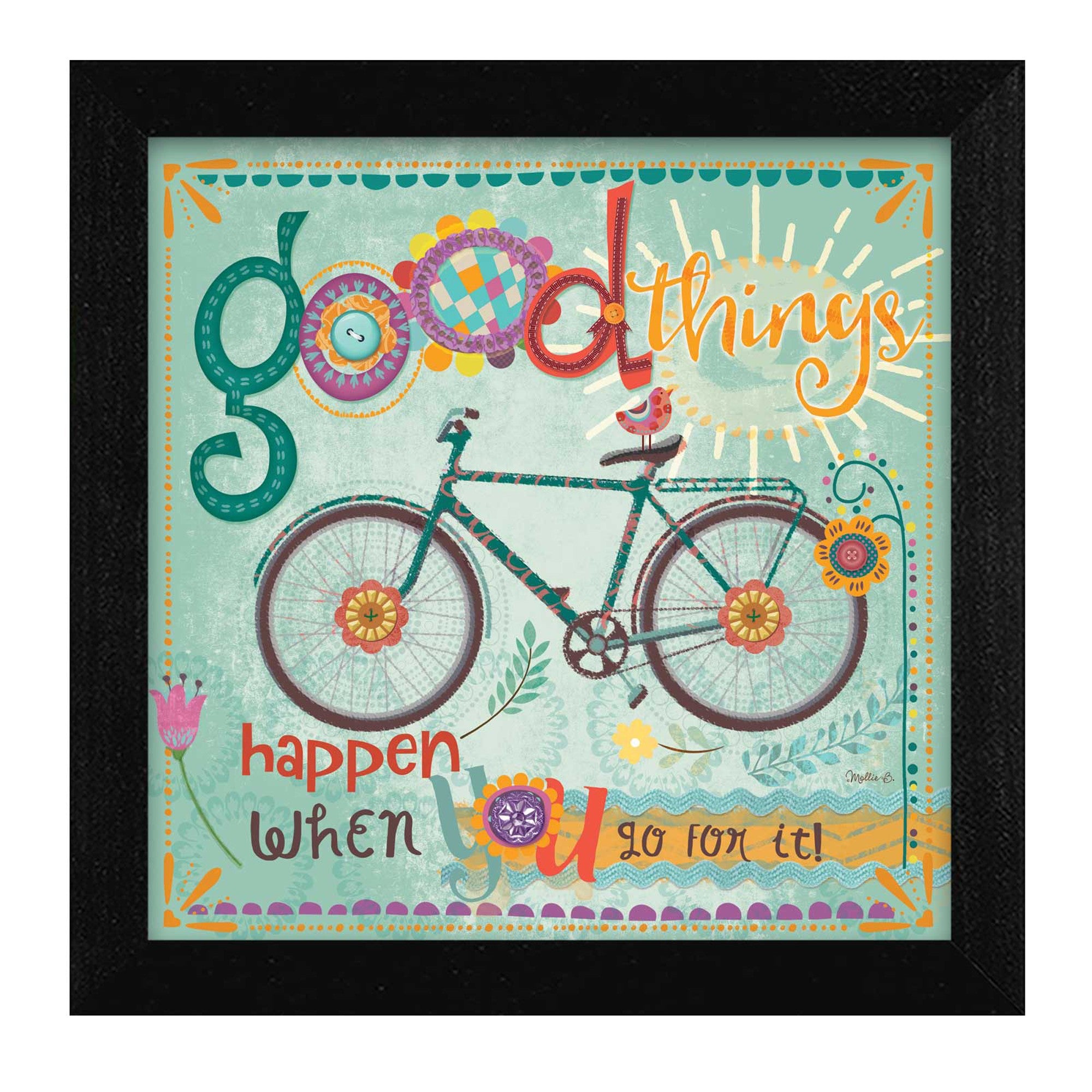 good Things Happen Black Framed Print Wall Art