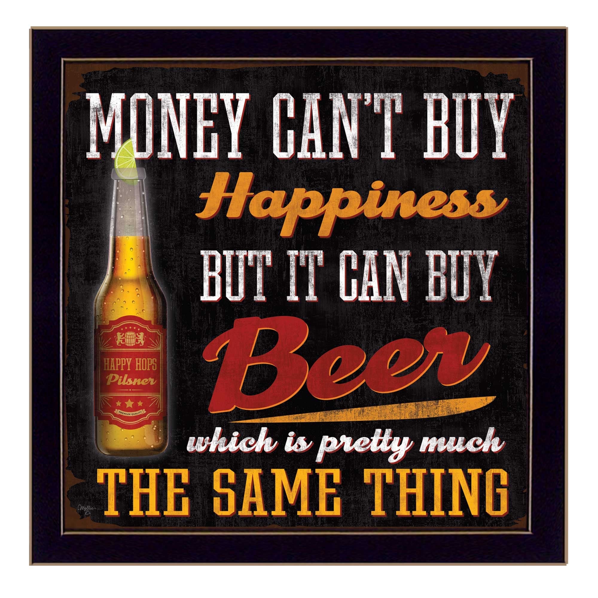 Money cant Buy Happiness Black Framed Print Wall Art