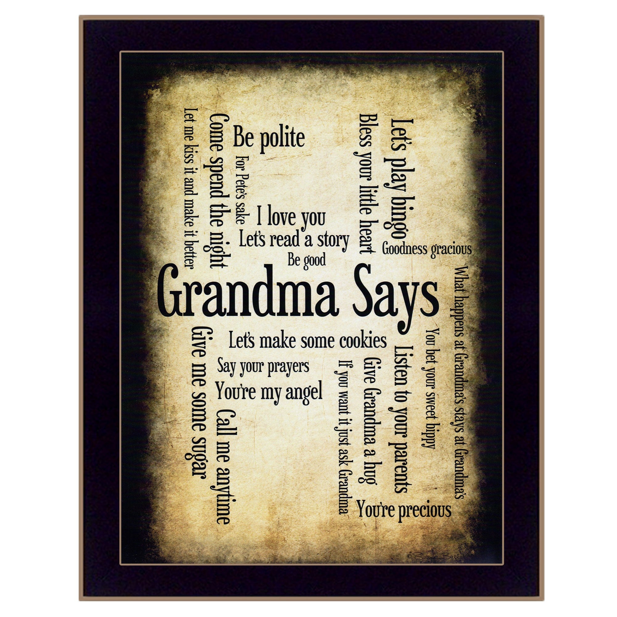 grandma Says 2 Black Framed Print Wall Art