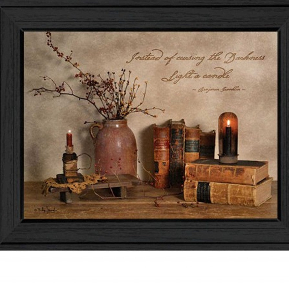 Set Of Two candles Black Framed Print Wall Art