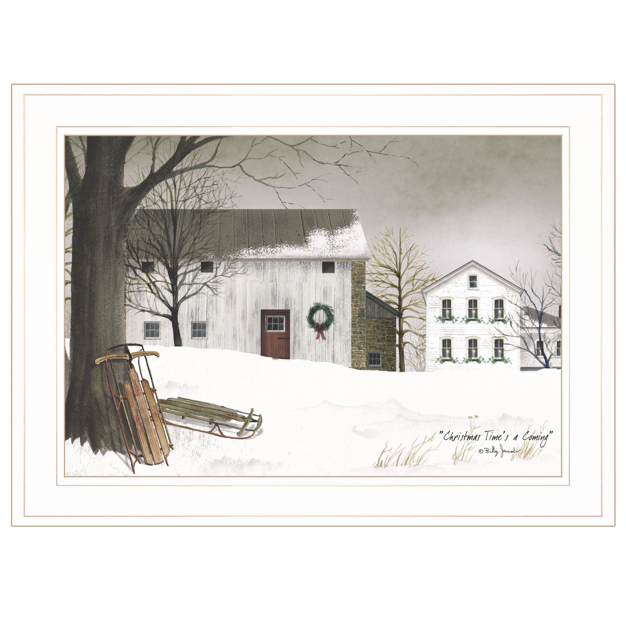 christmas Time Is coming 1 White Framed Print Wall Art