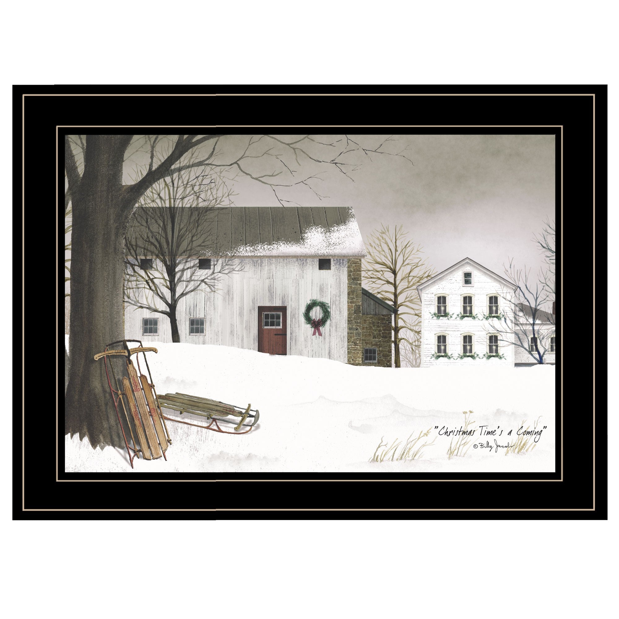 christmas Time Is coming 2 Black Framed Print Wall Art