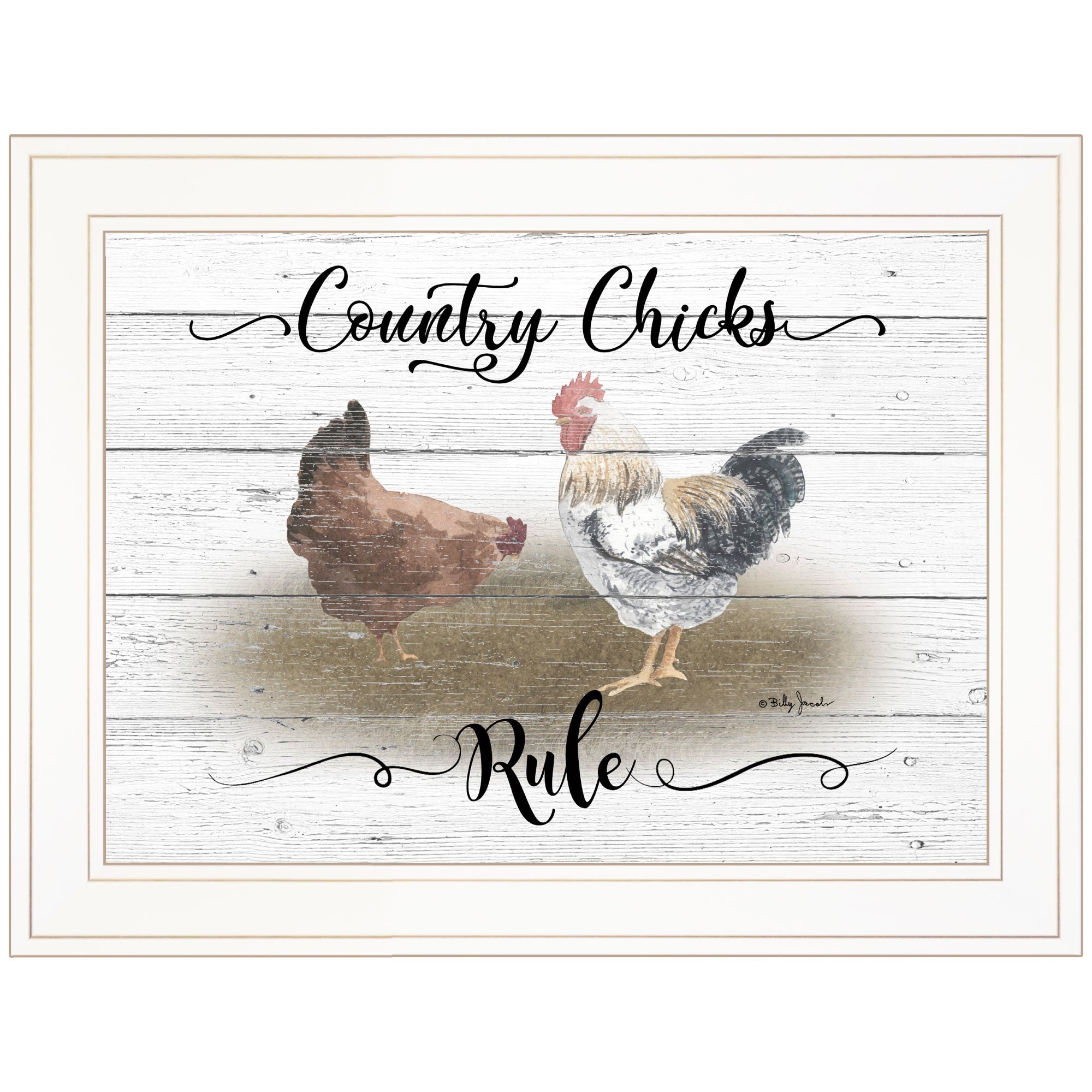 country chicks Rule White Framed Print Wall Art