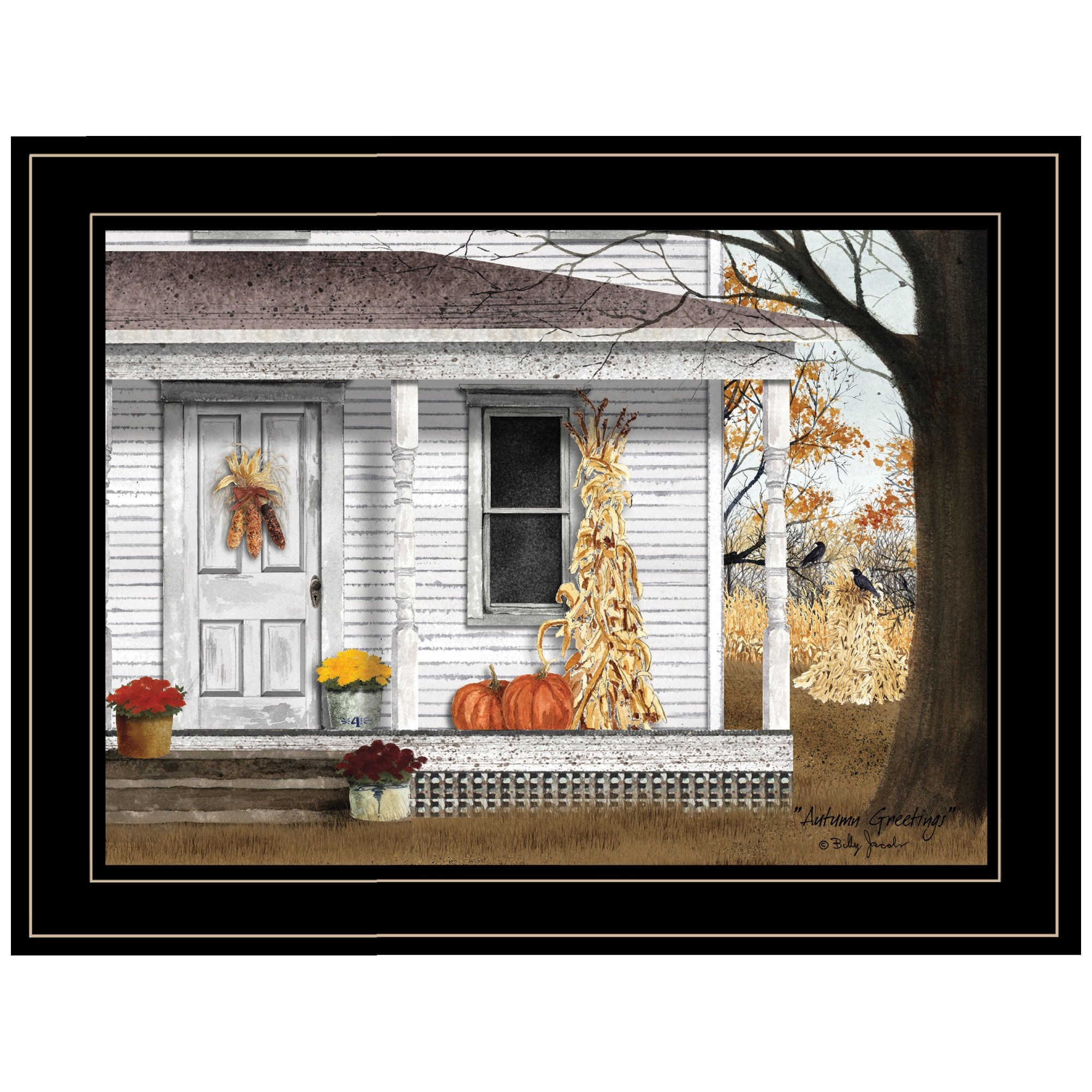 Autumn greetings 2 Black Framed Print Wall Art