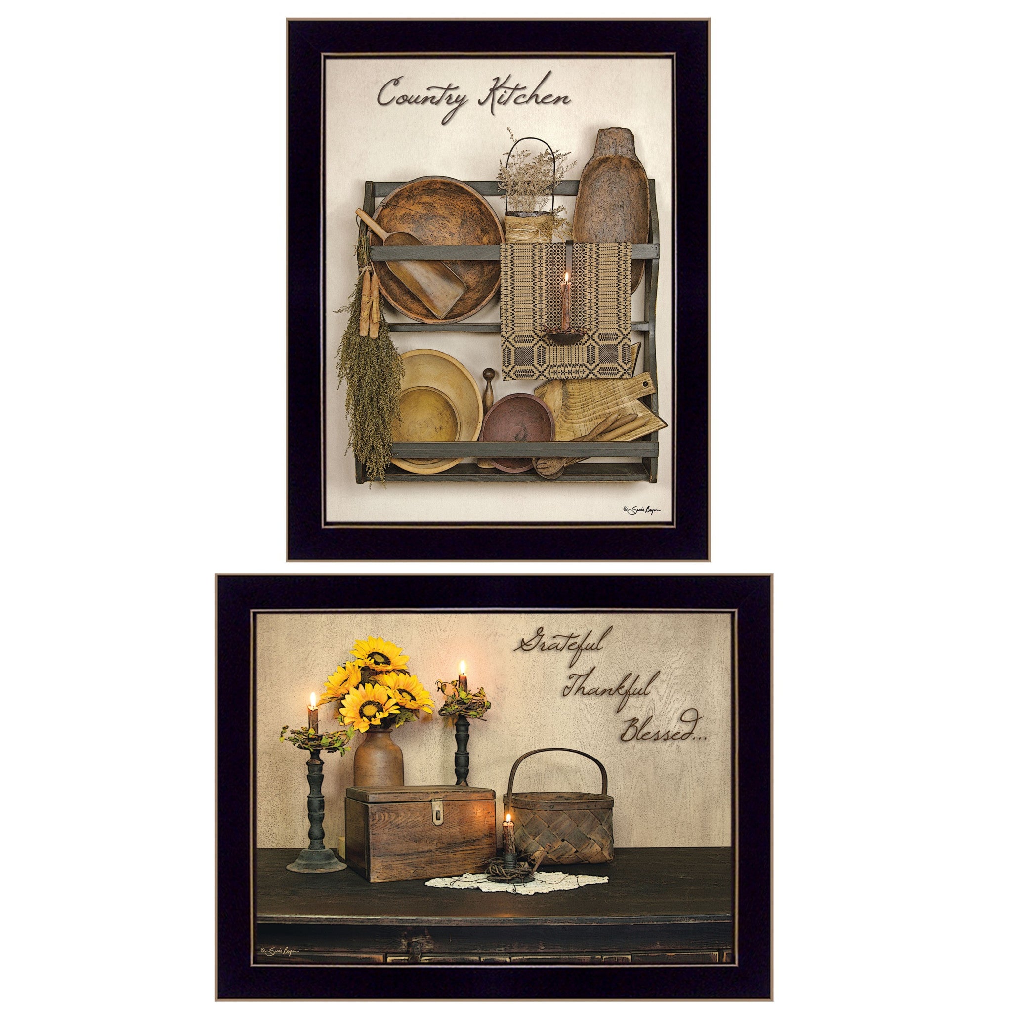 grateful And Blessed Black Framed Print Kitchen Wall Art