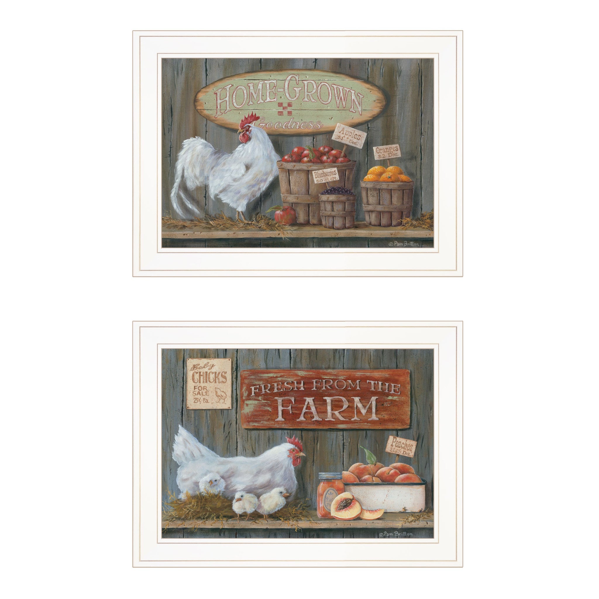 Set Of Two Home grown 1 White Framed Print Wall Art
