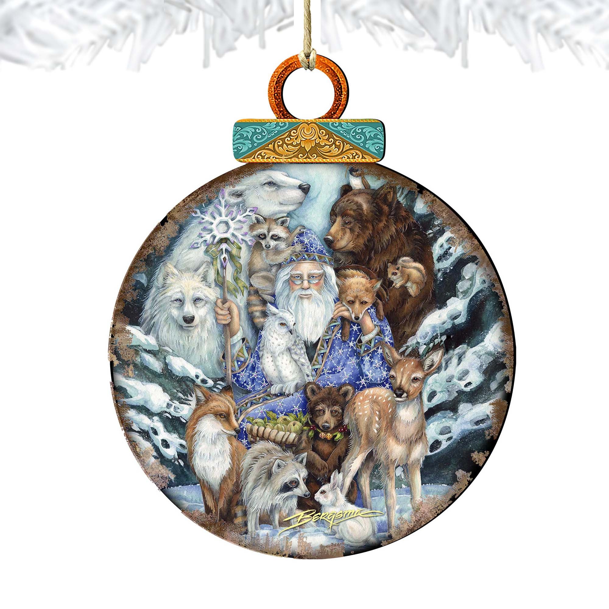 Gather in Peace Father Winter Animals Wooden Ornaments by J. Bergsma - Christmas Decor - 8591968-JB
