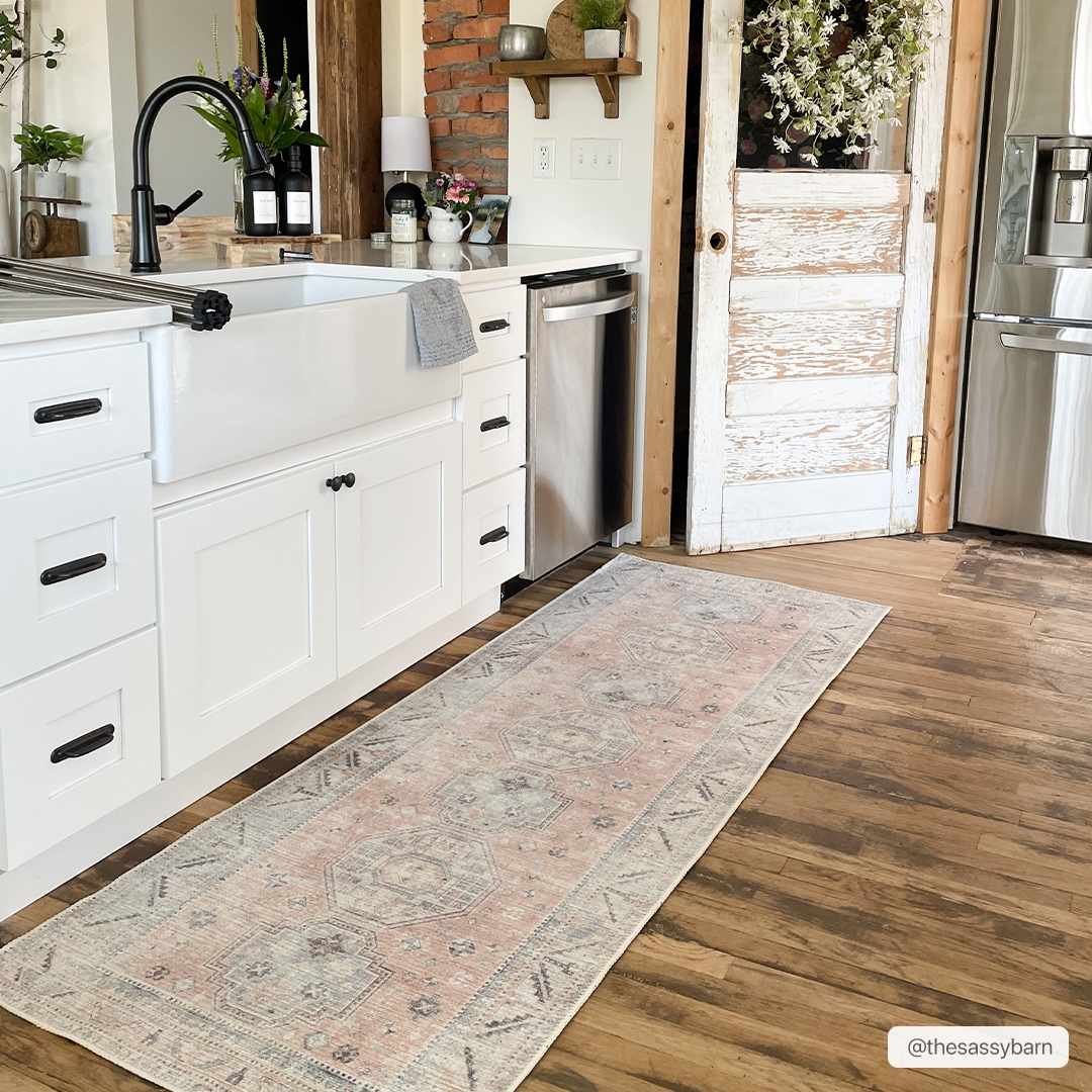 Morcott Peach Washable Runner Rug