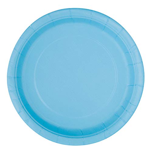 Lovely Powder Blue Solid Round Dessert Plates - Vibrant 7'' (Pack Of 20) - Sturdy & Stylish - Perfect For Birthdays, Showers & C