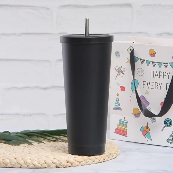 Savvy Bucket || Double Wall Vacuum Insulated Tumbler With Steel Straw And Lid