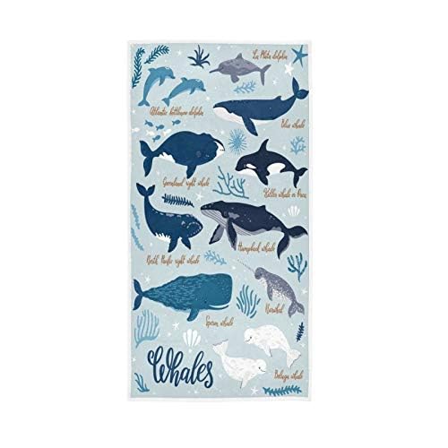 Qugrl Whales Guest Hand Towels For Bathroom Ocean Sea Kitchen Dish Towel Multipurpose Soft Quality Premium Fingertip Bath Towel