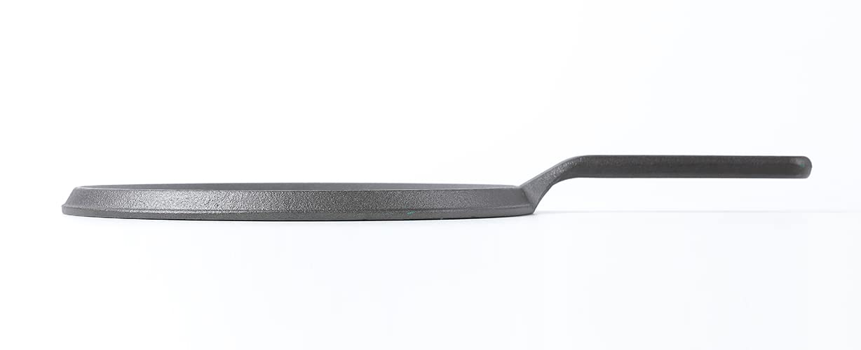 HAWOK Cast Iron Round Griddle - Pre-seasoned Comal Pan, 9.5" Crepe Maker, Black