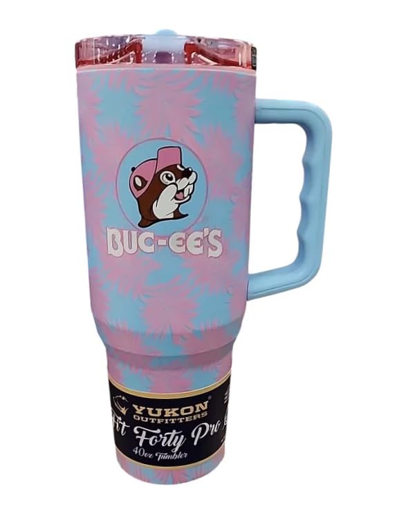 Bucees 40 oz Tumbler, Pink and Blue TieDye, with Handle and Lid