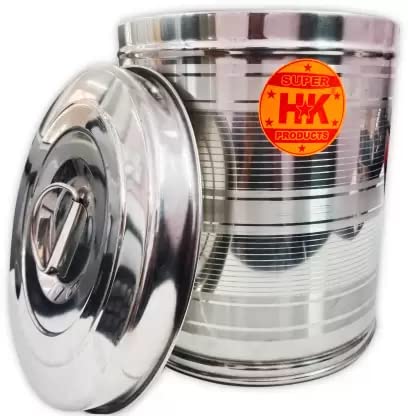 Super Hk Stainless Steel Air Tight Atta Tanki/Container/Box/Drum/Pawali/Kothi With Lid (24 Litre)