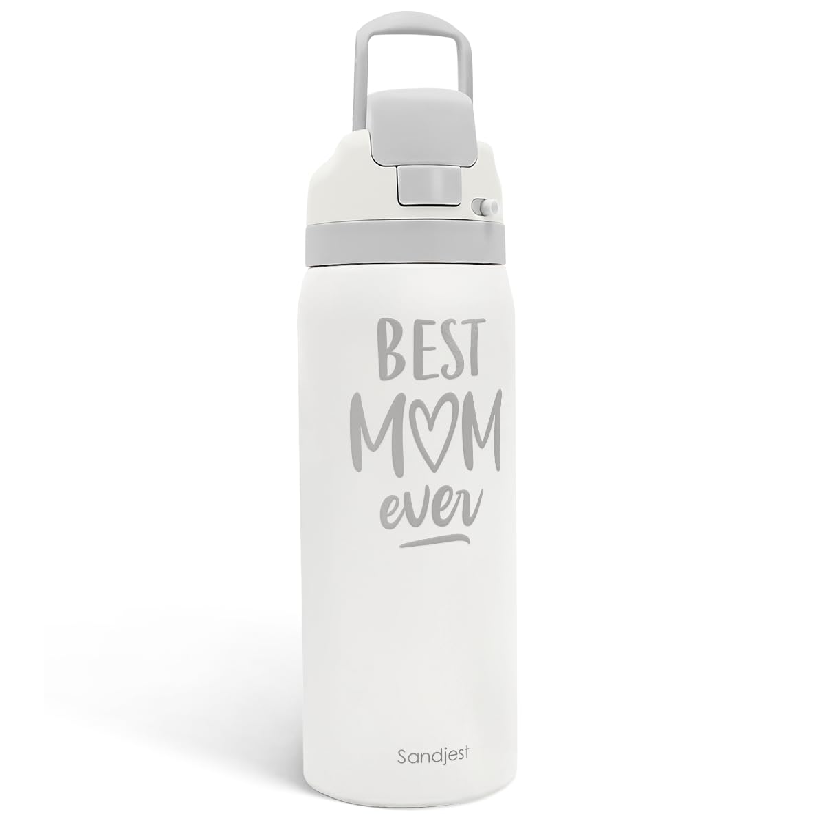 Mom Insulated Stainless Steel Water Bottle with Straw for Sports and Travel, Best Mom Ever, 32oz, Gifts for Women Mothers Day B