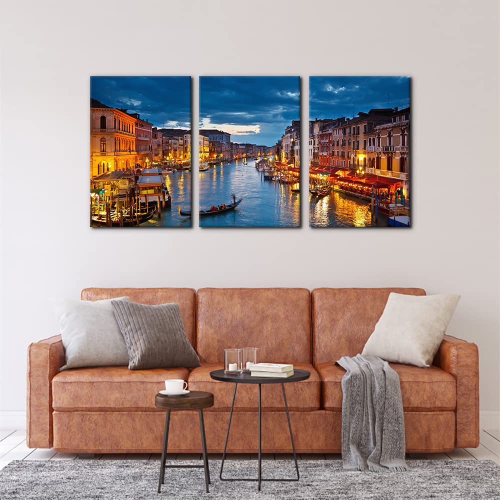 Pacimo 3 Piece Venice Night View Giclee Canvas Prints Wall Art Italy Venice Grand Canal At Night Picture Painting Print On Canva