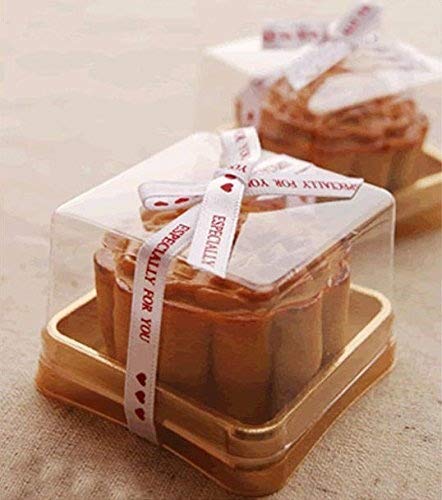 50 Pack Gold Bottom Clear Cover Plastic Mini Cake Box - Muffin Box - Moon Cake Box - Mung Bean Cake Snow Mei Niang Box(Bottom 2
