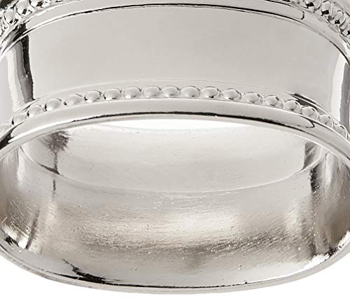 Elegance Beaded Oval Napkin Rings, Set Of 4,Silver