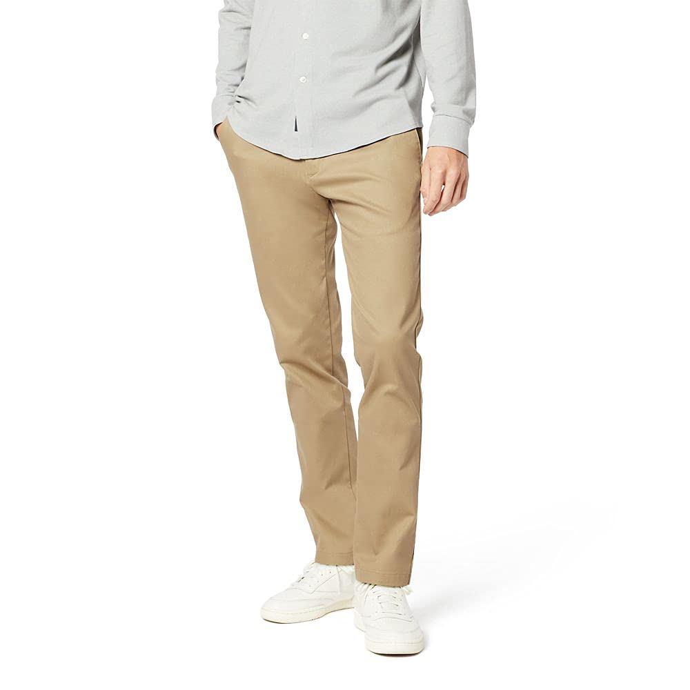 Dockers Mens Slim Fit Signature Khaki Lux cotton Stretch Pants, New British Khakhi, 36W x 30L