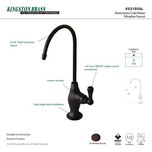 Elements Of Design Es3195Al Turn Water Drinking Faucet, 1/4'', Oil Rubbed Bronze