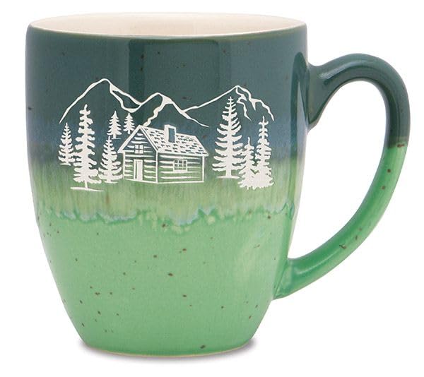 Cape Shore Freeport Etched Stoneware 18oz Mug, Multiple Styles Available (Cabin)