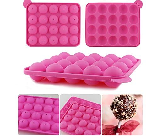 Emousport 20 Holes Silicone Non-Stick Cake Pop Kit Silicone Lollipop Mold Cake Mold Baking Chocolate Ice Lattice Bakeware Mould