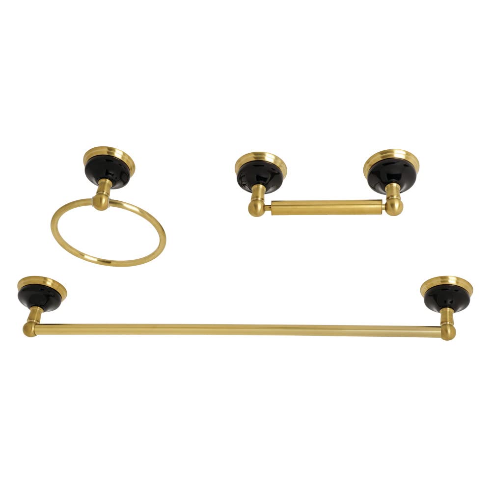 Kingston Brass BAK911248BB Water Onyx 3-Piece Bathroom Accessory Set  Brushed Brass