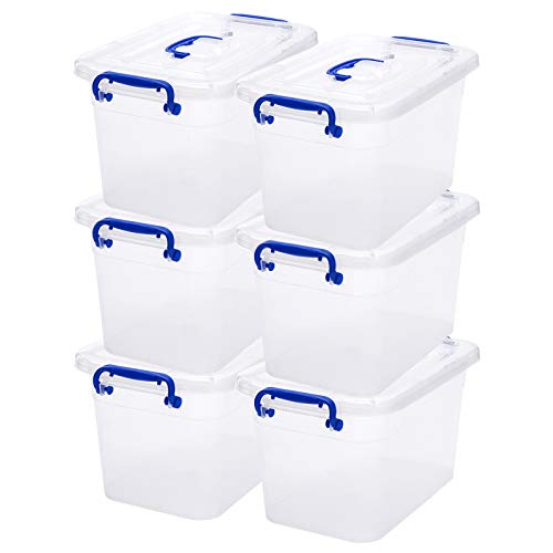 Zhenfan 6-Pack Clear Storage Box 7 Quart, Plastic Storage Latch Bins With Handle 6.5 Liter