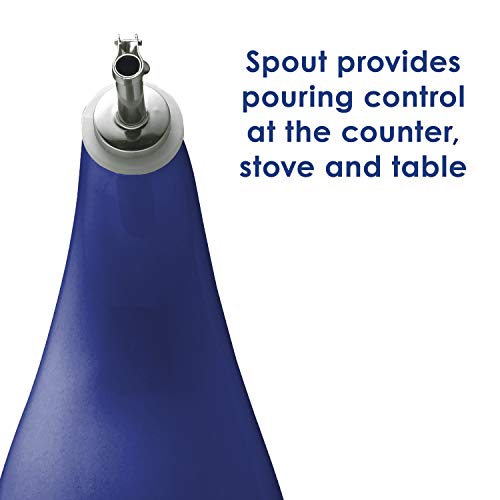 Rachael Ray Solid Glaze Ceramics Evoo Olive Oil Bottle Dispenser With Spout - 24 Ounce, Blue