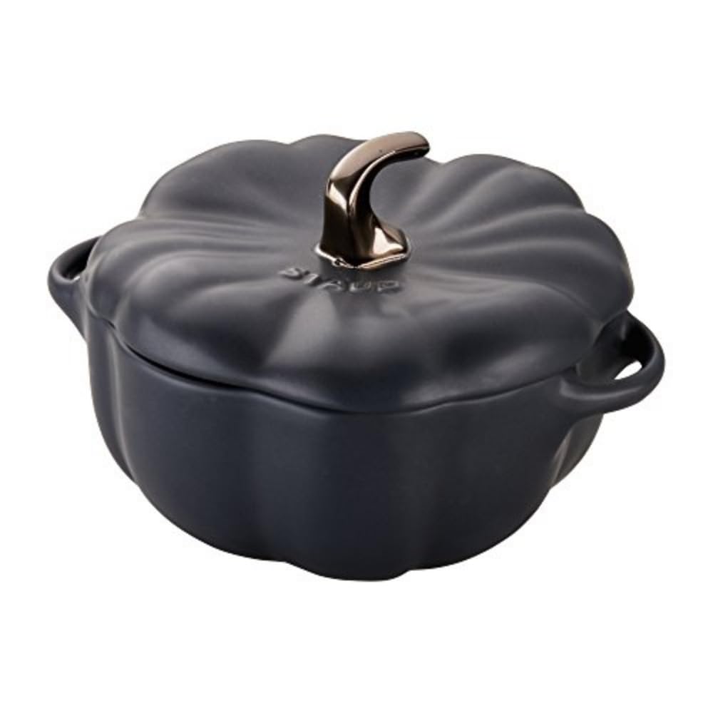 STAUB Ceramic 0.75-qt Petite Ceramic Pumpkin, Oven & Stove Safe up to 572F, Pumpkin Dish, Ceramic Baking Dish, Candy Dish, Matte