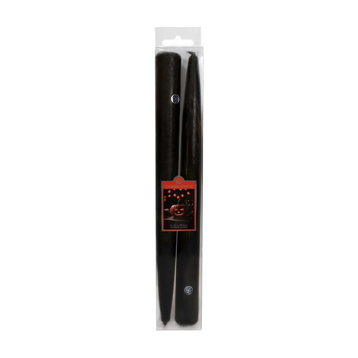 Colonial Candle Unscented Black Taper Candle, 10 inch, Pack of 2 - Up to 8 Hours Burn