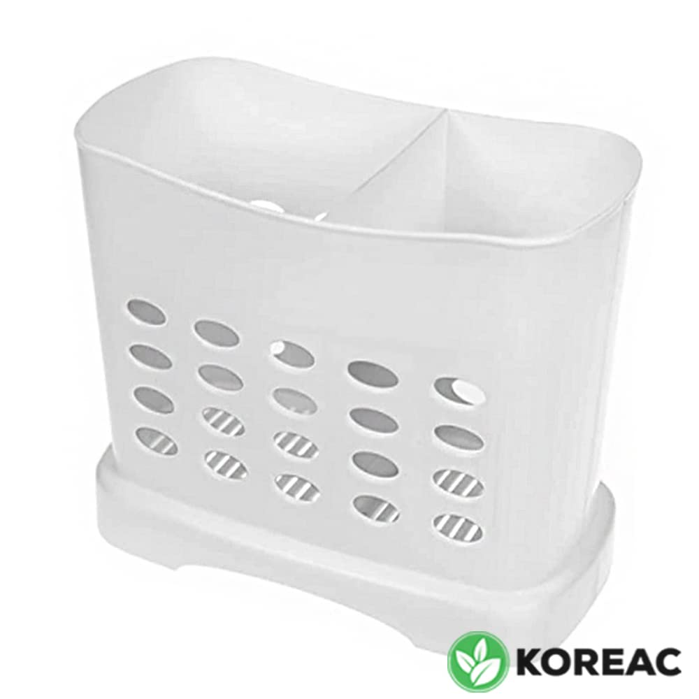 Koreac_ Kitchen Storage Chopsticks Holder Basket For Dishwashers L6.3    X H5.3    X W3    Plastic Drain Rack/Capacity 2 Divided