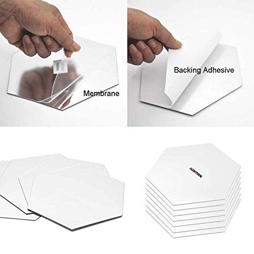 Atulya Arts Offering 3D Large Hexagon Acrylic Stickers Silver (Pack Of 7) (Size - 5 Inch Each Piece) With 10 Butterfly Acrylic M