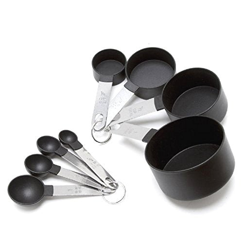 8pc Hand Crafted Measuring Set Cook'S Corner 8Pc Measuring Cups And Spoons Set, Black – Homenkitchenshop
