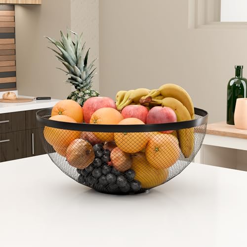 Kuber Industries Metal Fruits & Vegetables Basket Bowl | Veggie Baskets For Dining Table Accessories | Storage Bowls For Decorat
