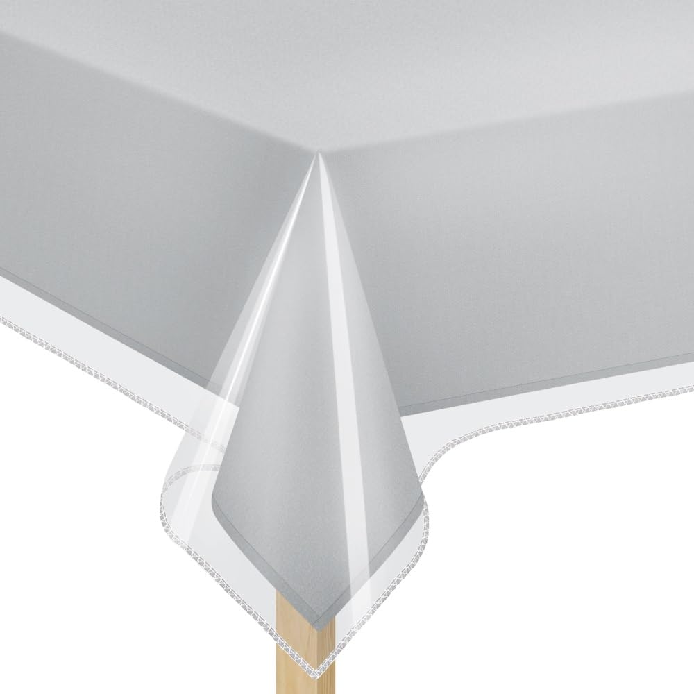 Elaine Karen Clear Plastic Table Cover Protector 100% Waterproof Table Protector Crystal Clear Plastic Tablecloth Cover for Dini
