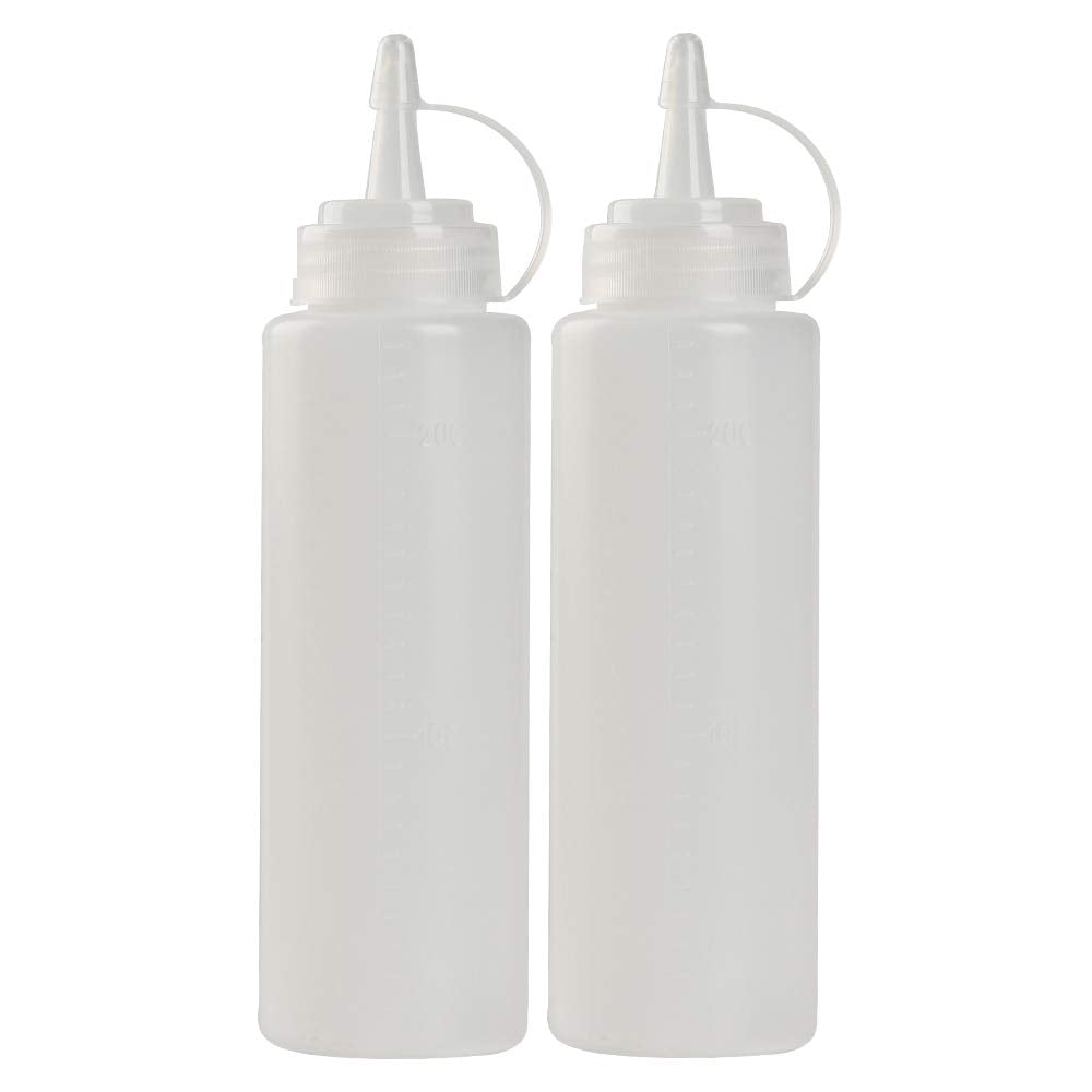 Childhood 8 Oz Squeeze Squirt Condiment Bottles With Cap - Transparent Plastic - For Ketchup Salad Dressing Mustard Olive Oil Se