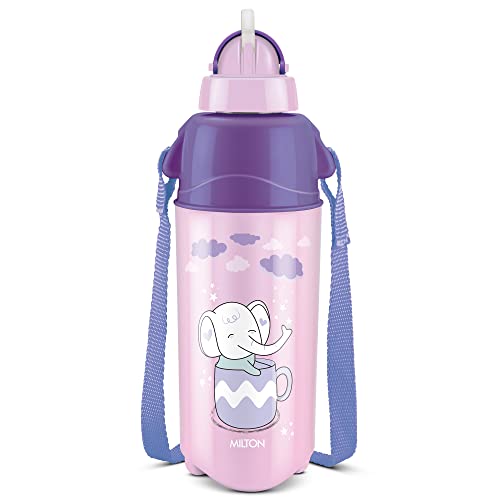 Milton Kool Trendy 500 Kids Plastic Insulated Water Bottle With Straw, 490 Ml, Sipper Bottle, Leak Proof, Bpa Free, Food Grade, 