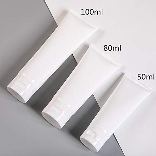 20Pcs 100Ml/3.4Oz White Plastic Facial Cleaner Soft Tube Bottles Empty Refillable Travel Makeup Sample Packing Container Storage