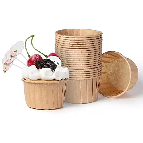 Nax Caki Parchment Brown Cupcake Liners 100Pcs Standard Size, Muffin Baking Wrapping Packaging Cups,Holders Paper, Heavy Duty Gr
