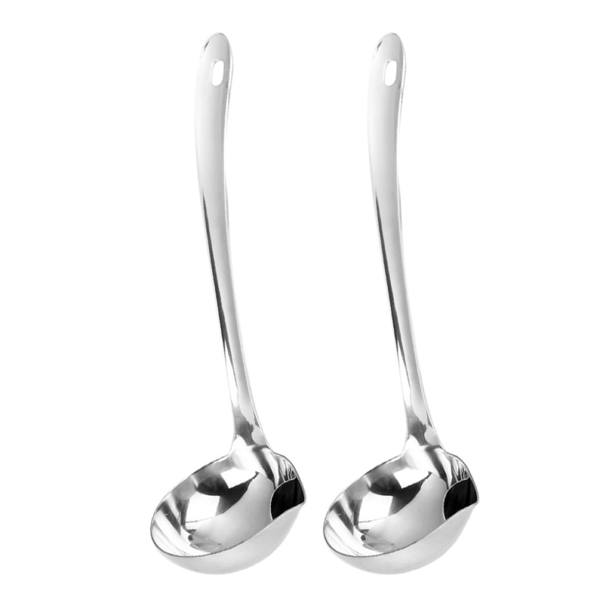 2pcs Stainless Steel Fat Separator Soup Ladle with Pour Spout